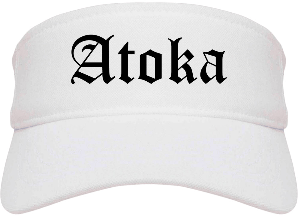 Atoka Tennessee TN Old English Mens Visor Cap Hat White