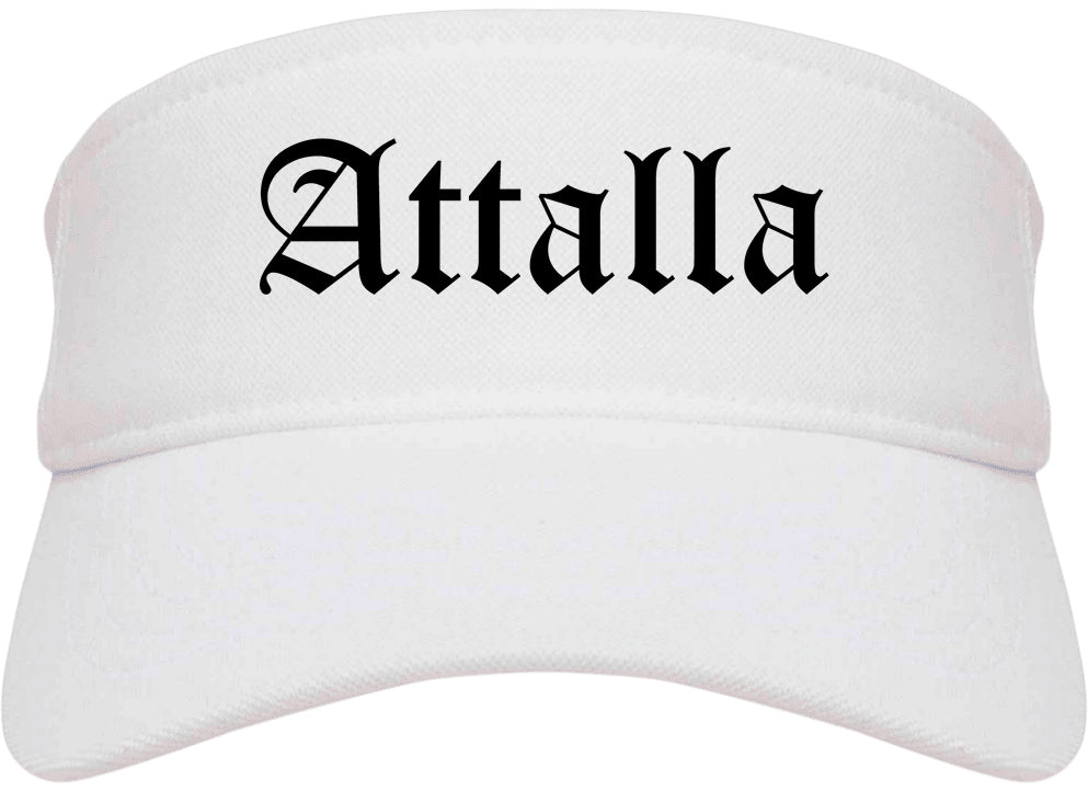 Attalla Alabama AL Old English Mens Visor Cap Hat White