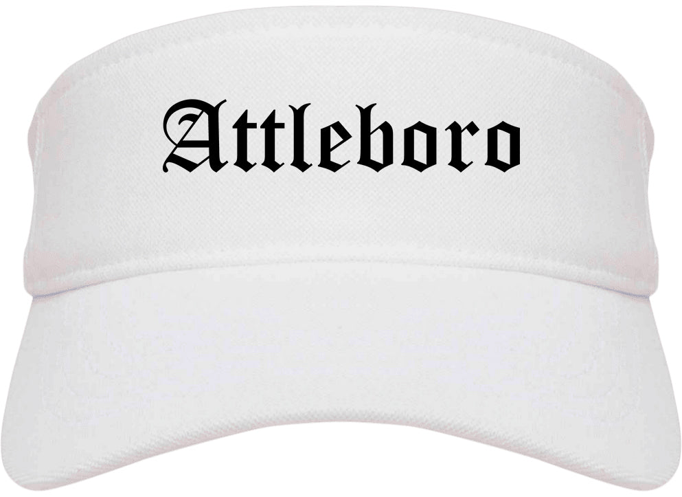 Attleboro Massachusetts MA Old English Mens Visor Cap Hat White