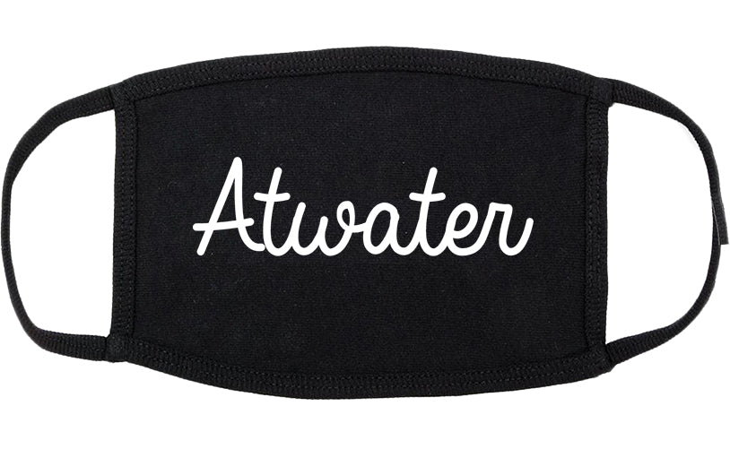 Atwater California CA Script Cotton Face Mask Black