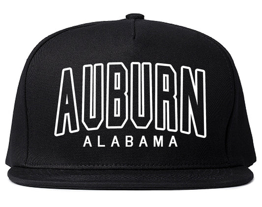 Auburn Alabama Outline Mens Snapback Hat Black