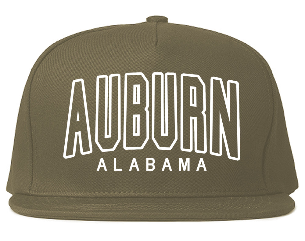 Auburn Alabama Outline Mens Snapback Hat Grey