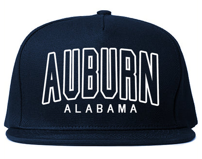 Auburn Alabama Outline Mens Snapback Hat Navy Blue