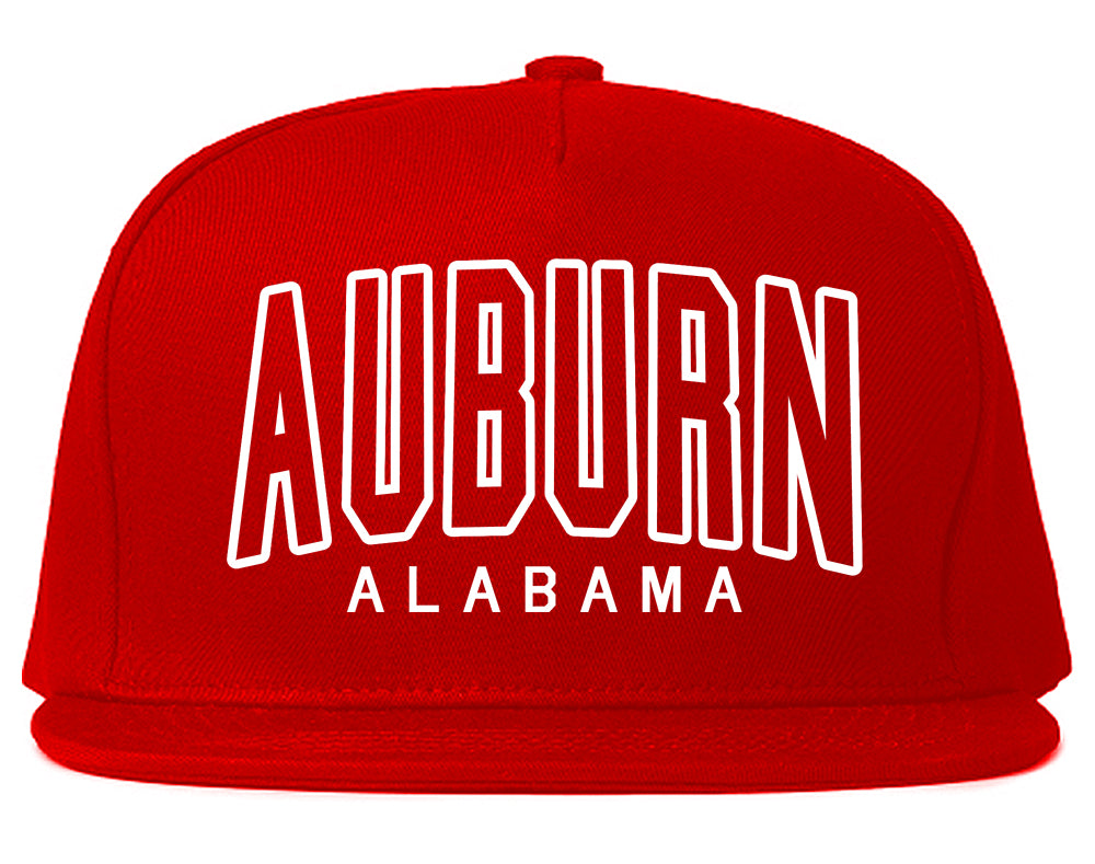 Auburn Alabama Outline Mens Snapback Hat Red