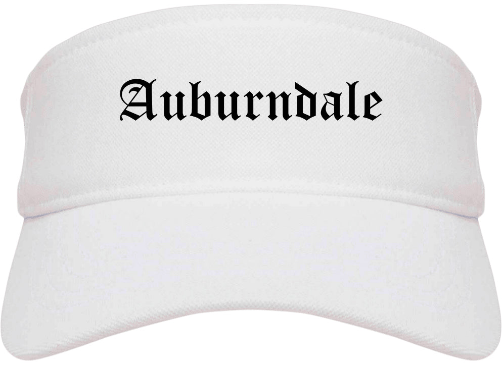 Auburndale Florida FL Old English Mens Visor Cap Hat White