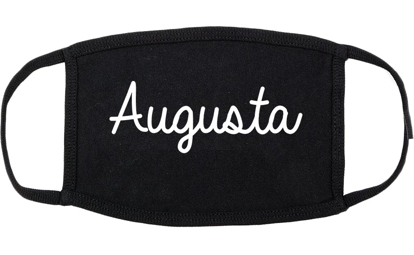 Augusta Maine ME Script Cotton Face Mask Black