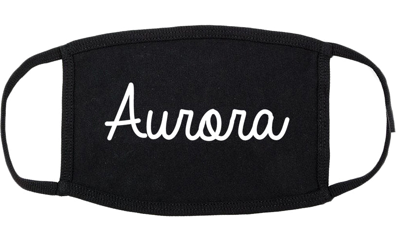 Aurora Illinois IL Script Cotton Face Mask Black