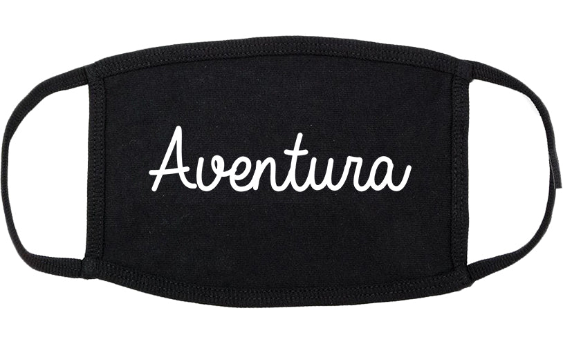 Aventura Florida FL Script Cotton Face Mask Black