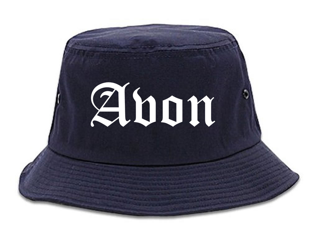 Avon Indiana IN Old English Mens Bucket Hat Navy Blue
