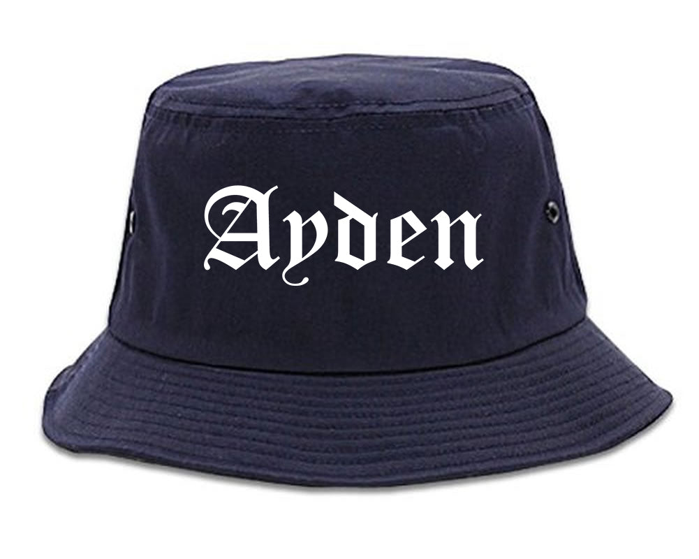 Ayden North Carolina NC Old English Mens Bucket Hat Navy Blue