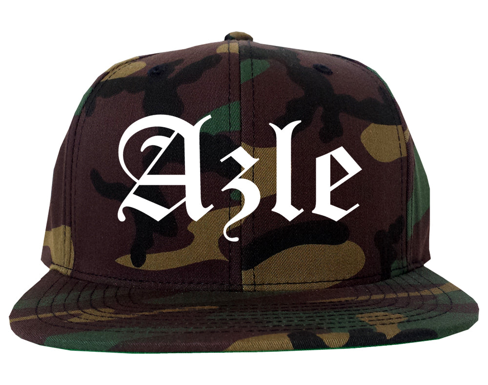 Azle Texas TX Old English Mens Snapback Hat Army Camo