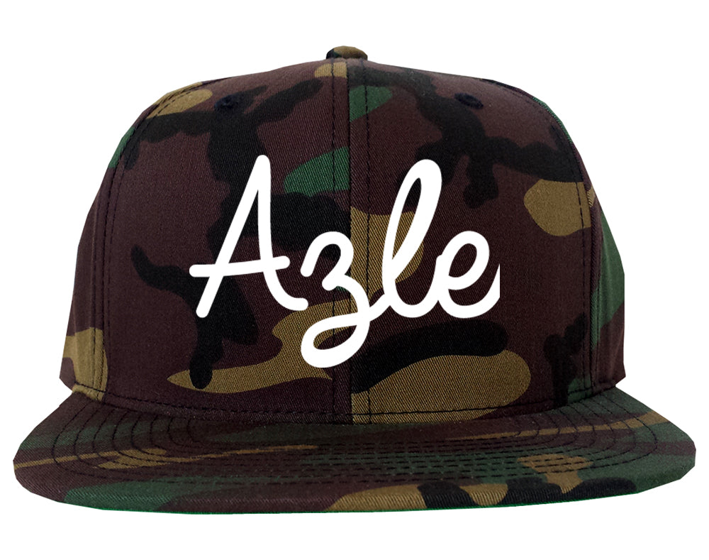 Azle Texas TX Script Mens Snapback Hat Army Camo