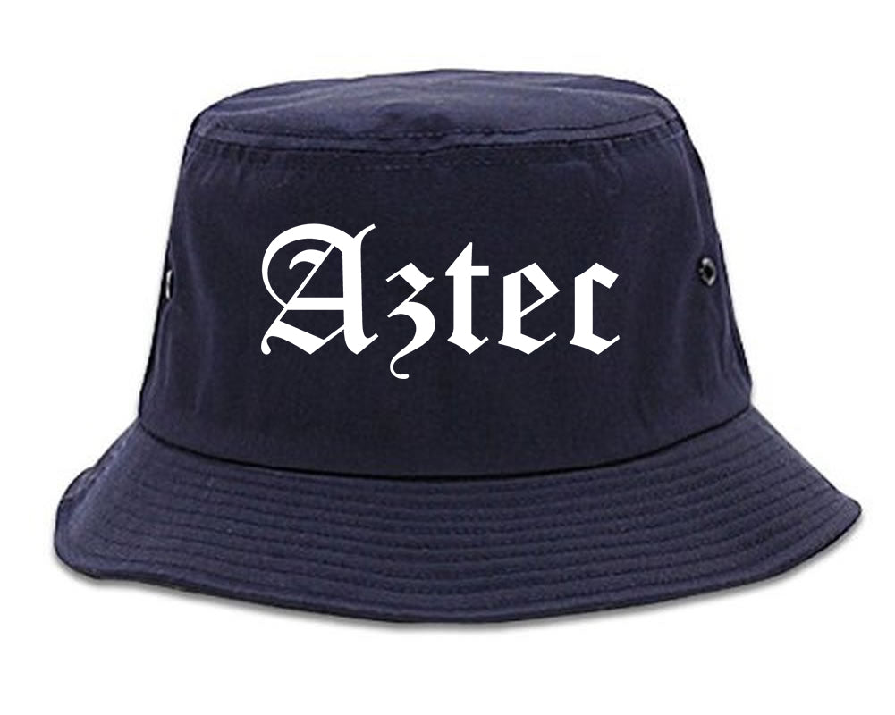 Aztec New Mexico NM Old English Mens Bucket Hat Navy Blue