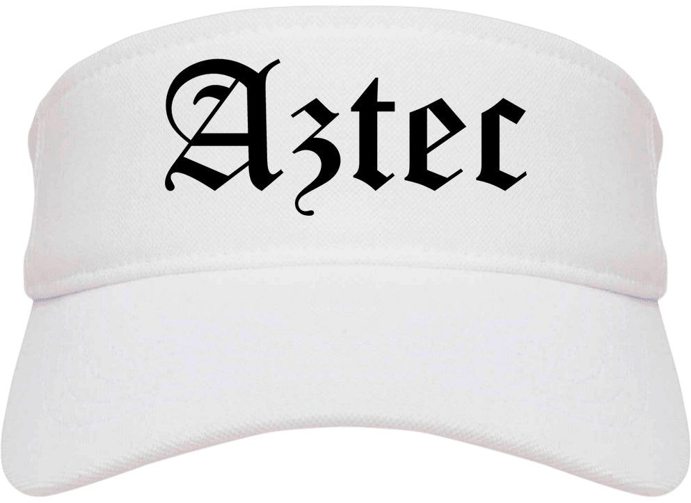 Aztec New Mexico NM Old English Mens Visor Cap Hat White