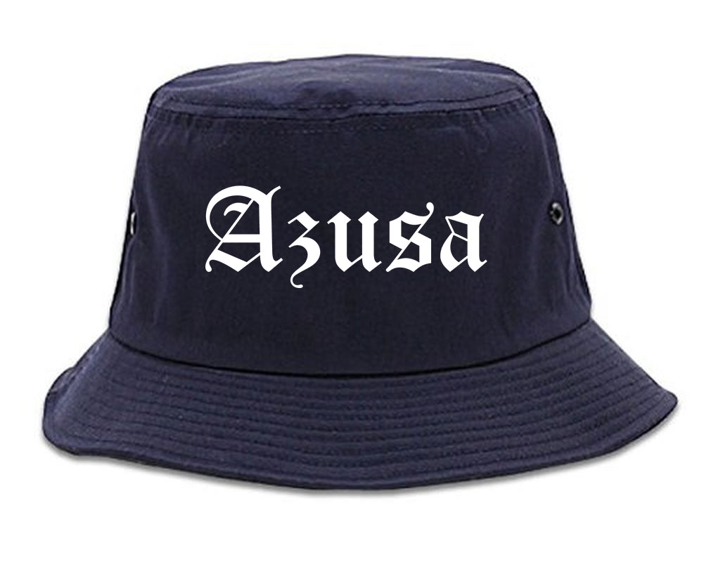 Azusa California CA Old English Mens Bucket Hat Navy Blue