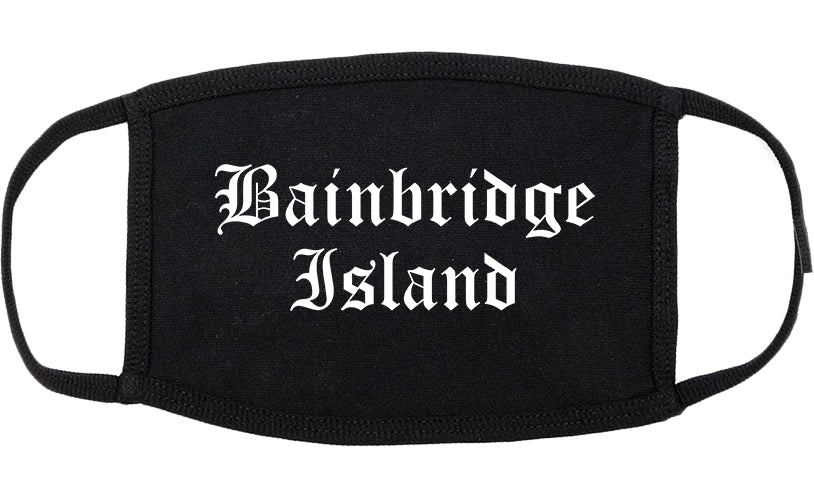 Bainbridge Island Washington WA Old English Cotton Face Mask Black