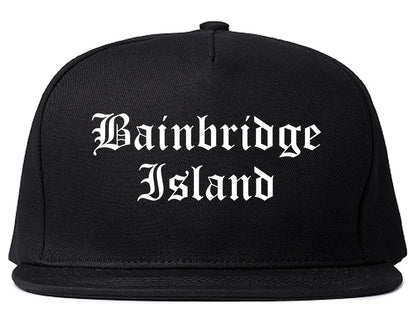 Bainbridge Island Washington WA Old English Mens Snapback Hat Black