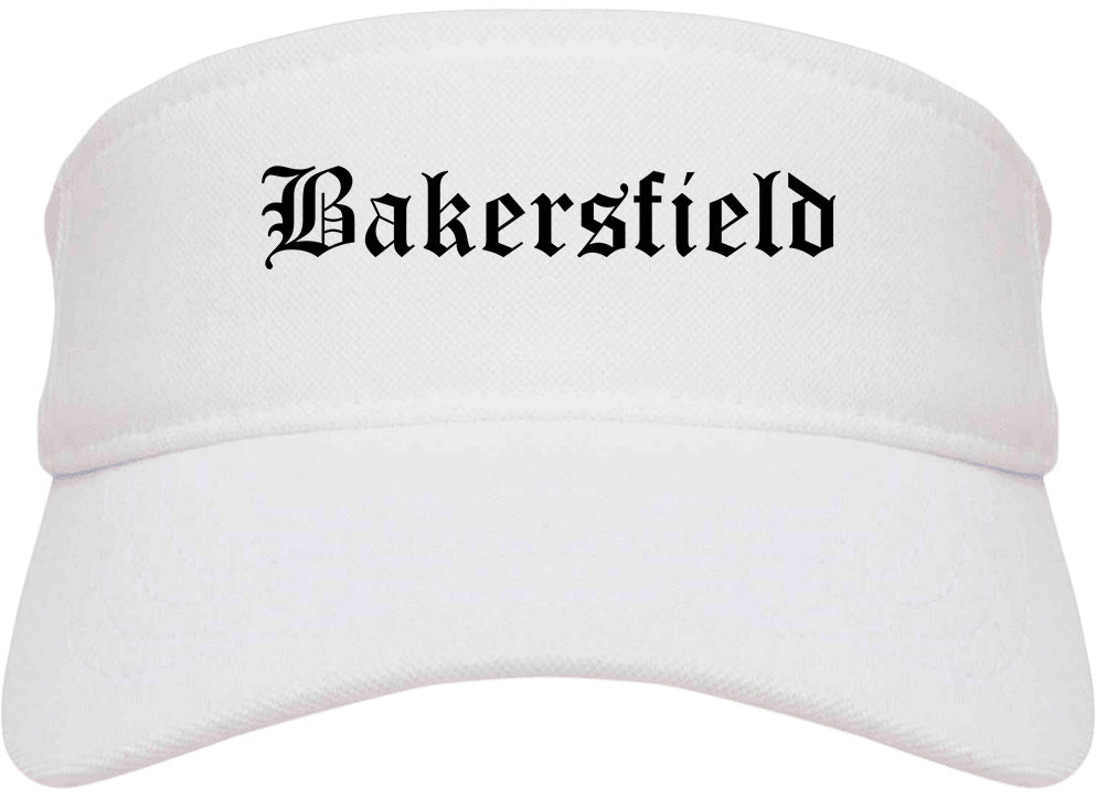 Bakersfield California CA Old English Mens Visor Cap Hat White