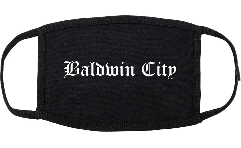 Baldwin City Kansas KS Old English Cotton Face Mask Black