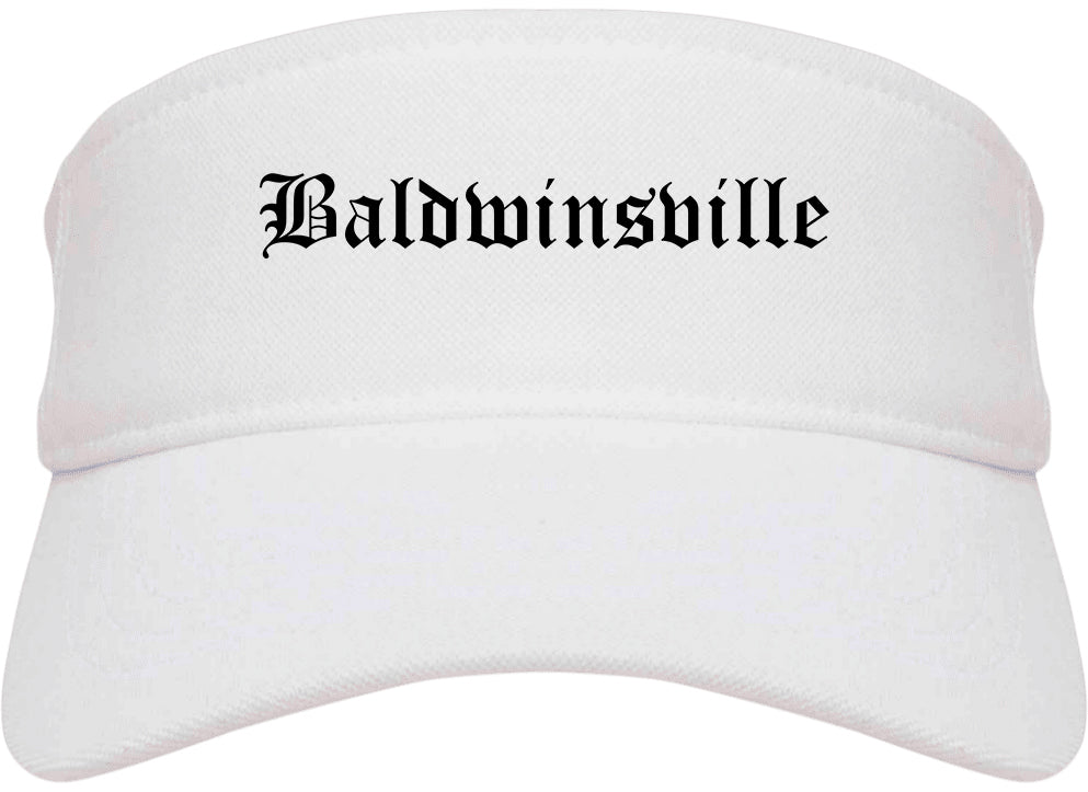 Baldwinsville New York NY Old English Mens Visor Cap Hat White