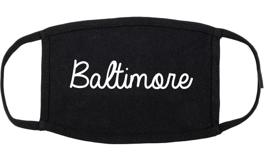 Baltimore Maryland MD Script Cotton Face Mask Black
