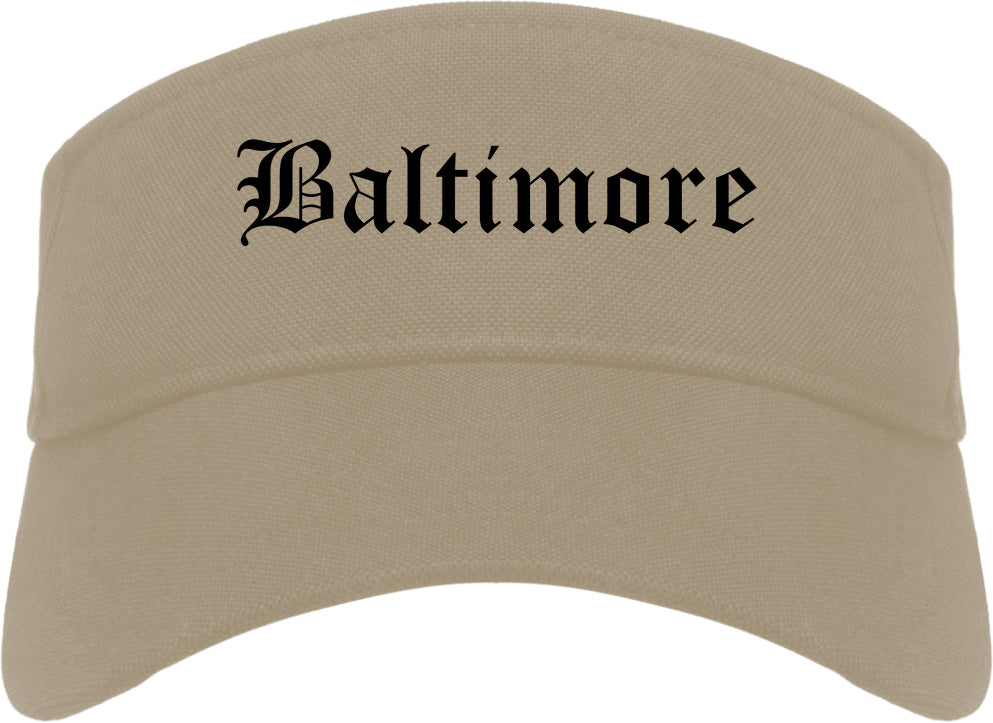 Baltimore Maryland MD Old English Mens Visor Cap Hat Khaki