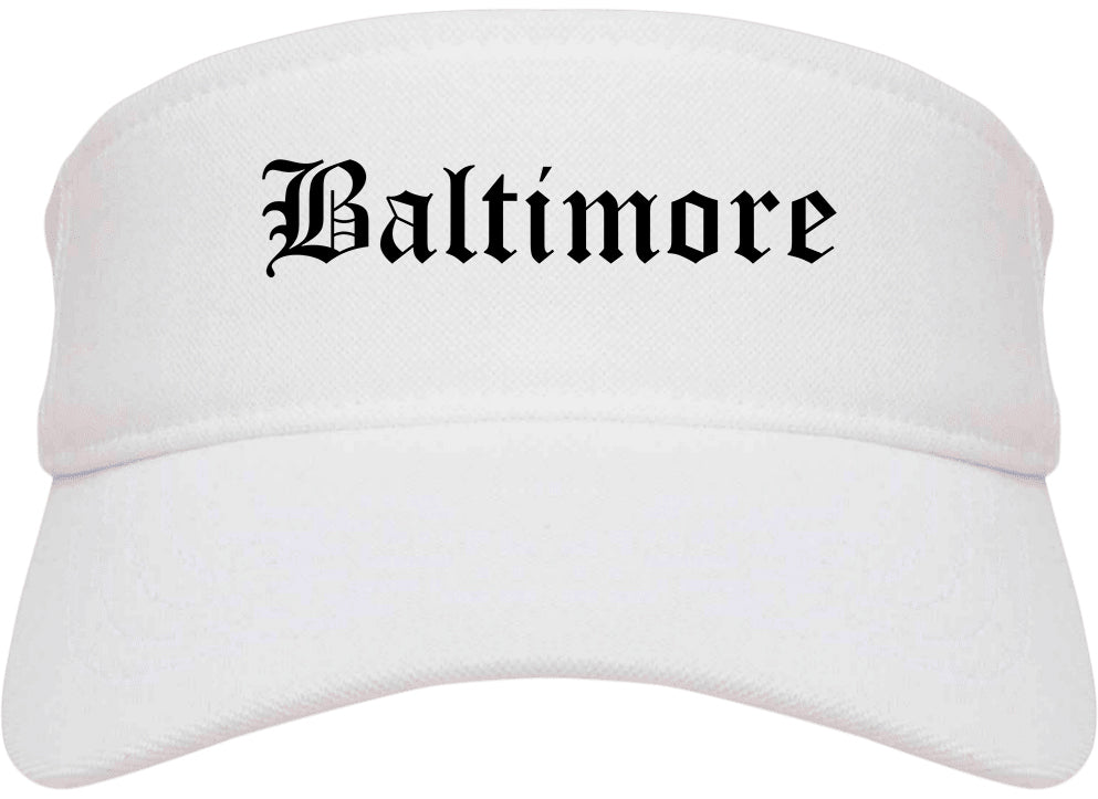 Baltimore Maryland MD Old English Mens Visor Cap Hat White