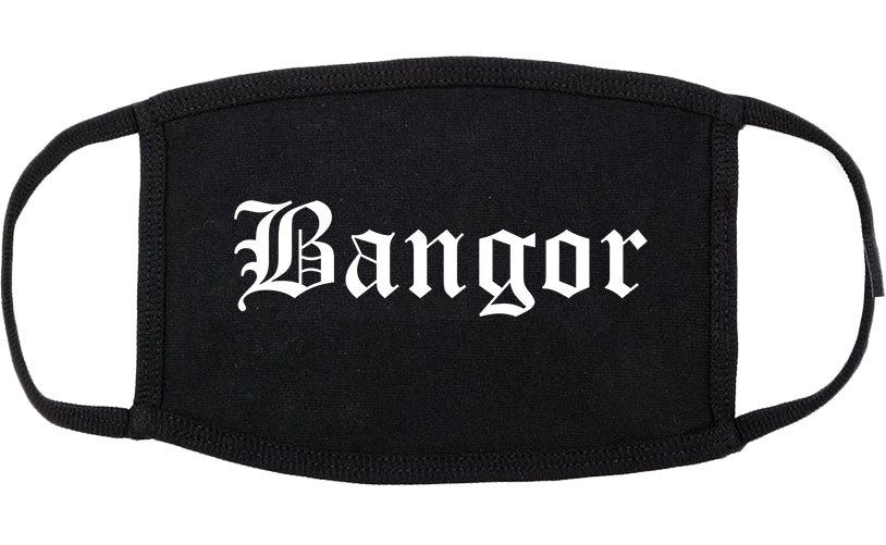 Bangor Maine ME Old English Cotton Face Mask Black