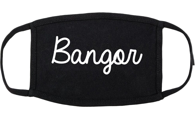Bangor Maine ME Script Cotton Face Mask Black