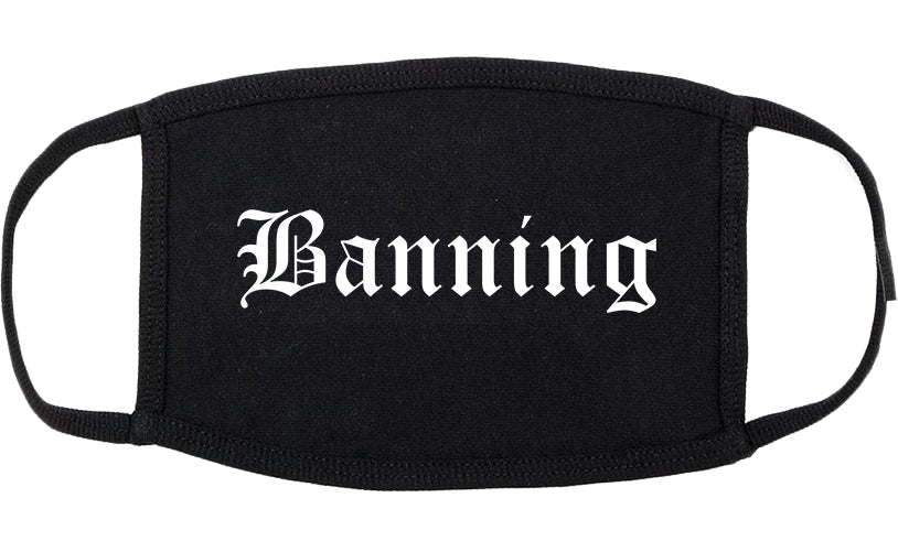 Banning California CA Old English Cotton Face Mask Black