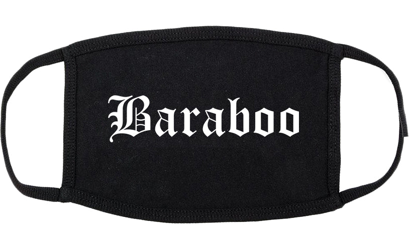 Baraboo Wisconsin WI Old English Cotton Face Mask Black