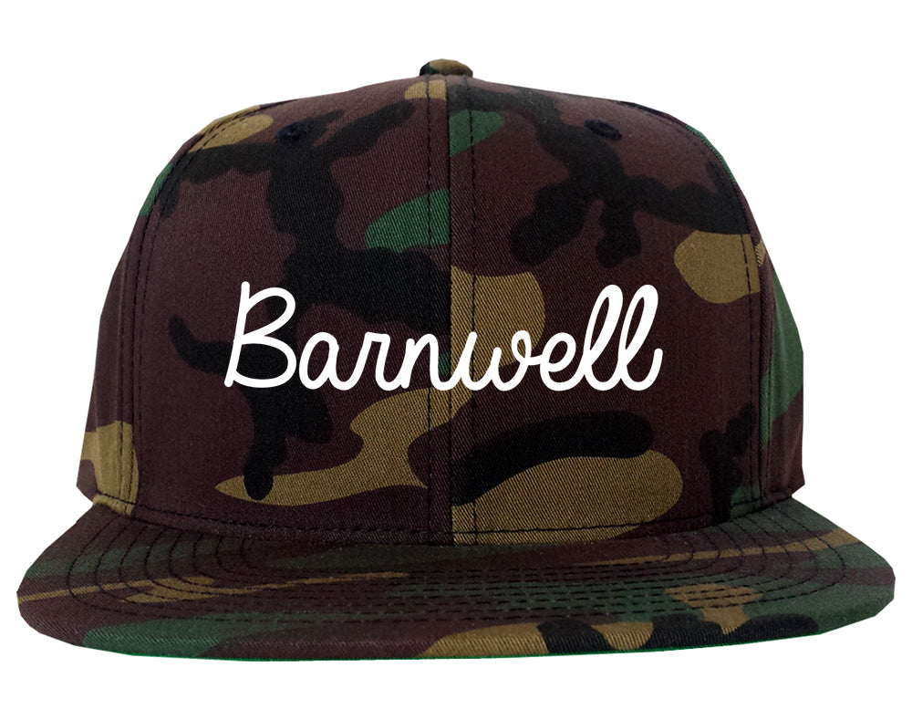Barnwell South Carolina SC Script Mens Snapback Hat Army Camo