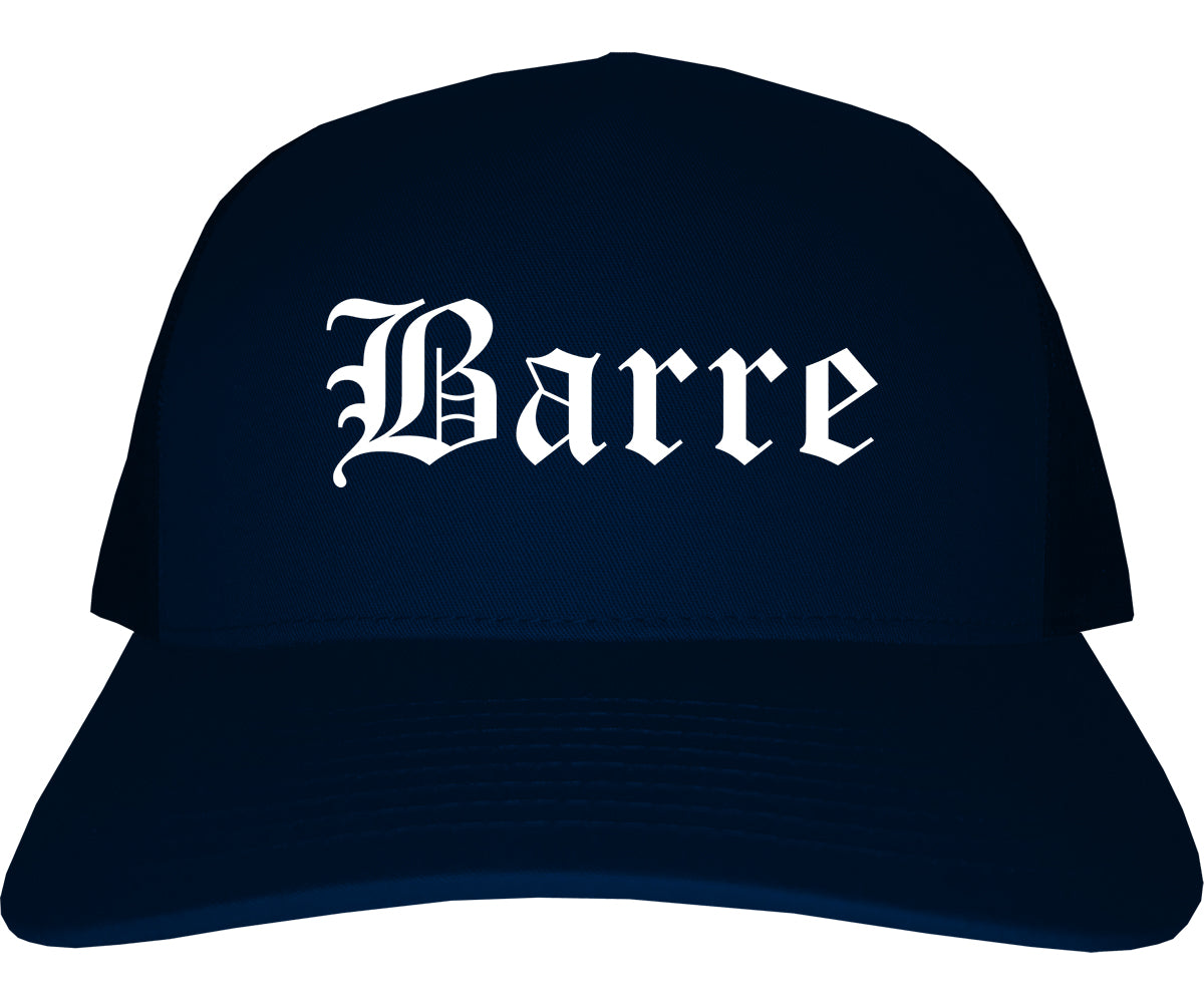 Barre Vermont VT Old English Mens Trucker Hat Cap Navy Blue