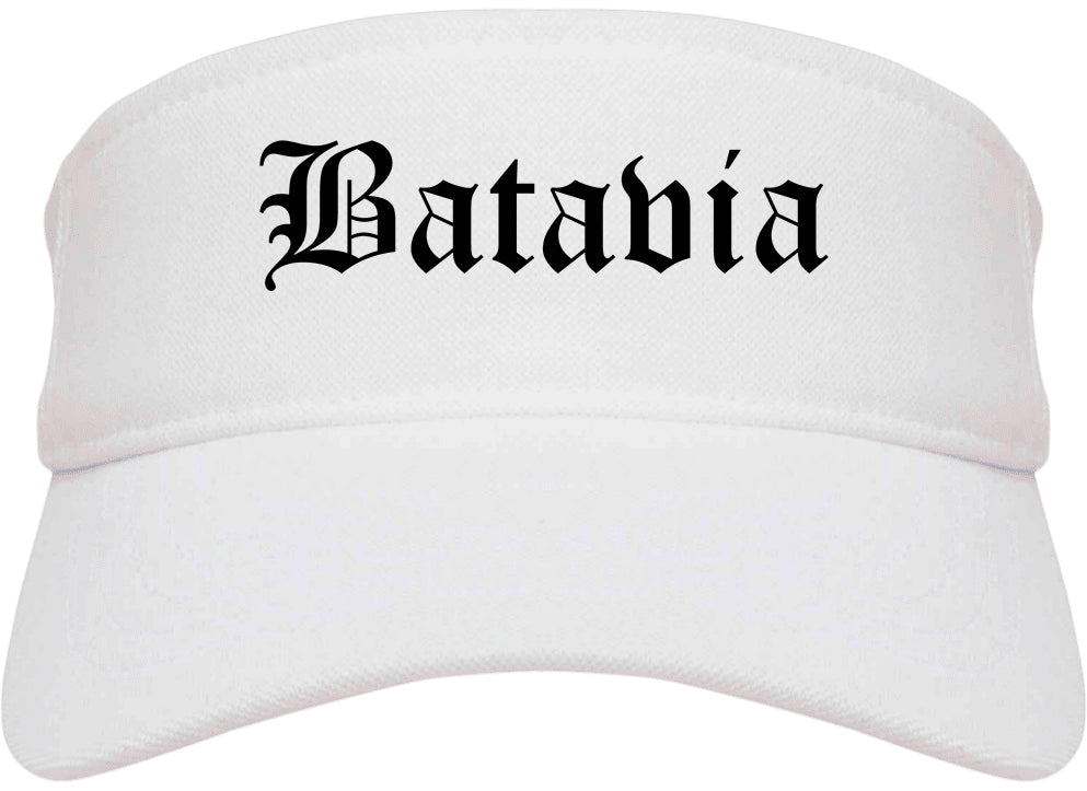 Batavia Illinois IL Old English Mens Visor Cap Hat White