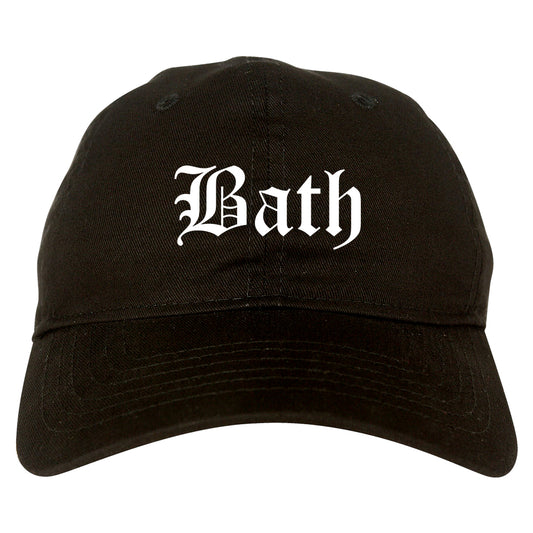 Bath Maine ME Old English Mens Dad Hat Baseball Cap Black