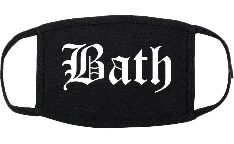 Bath New York NY Old English Cotton Face Mask Black