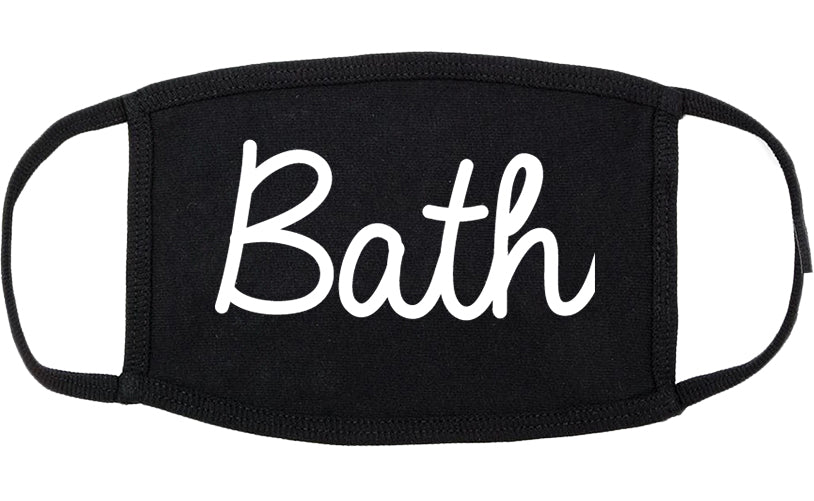 Bath New York NY Script Cotton Face Mask Black