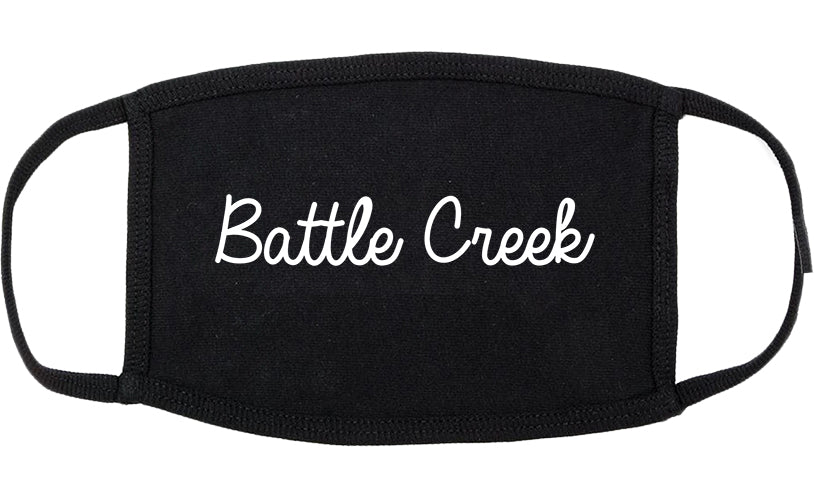 Battle Creek Michigan MI Script Cotton Face Mask Black