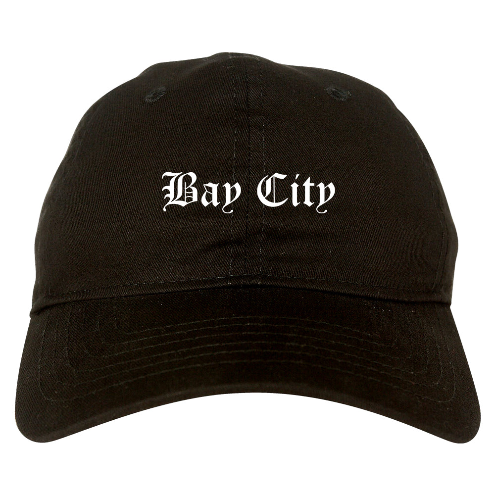 Bay City Texas TX Old English Mens Dad Hat Baseball Cap Black