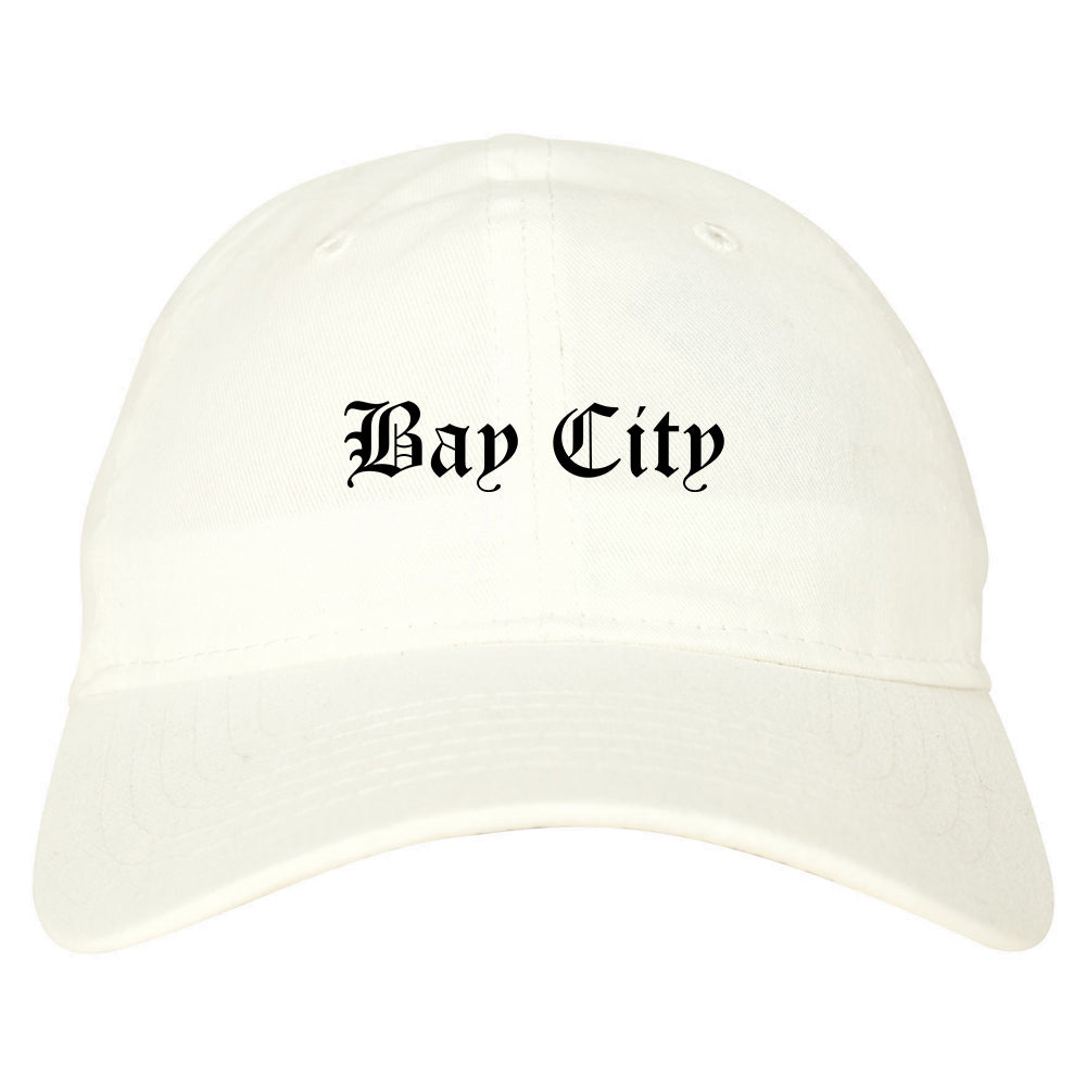 Bay City Texas TX Old English Mens Dad Hat Baseball Cap White