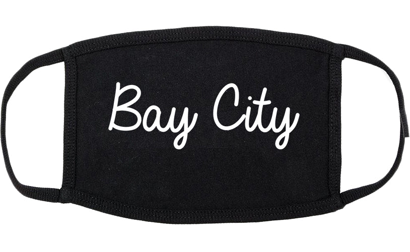 Bay City Texas TX Script Cotton Face Mask Black