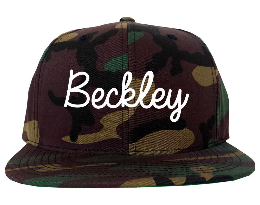 Beckley West Virginia WV Script Mens Snapback Hat Army Camo
