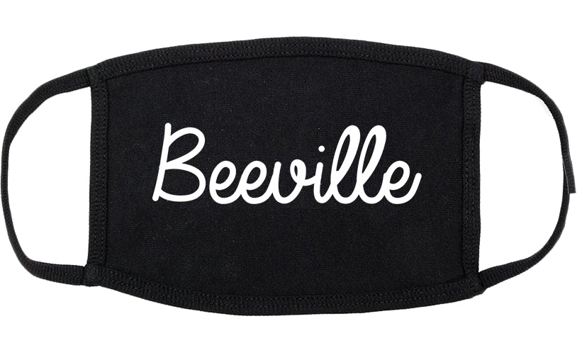 Beeville Texas TX Script Cotton Face Mask Black