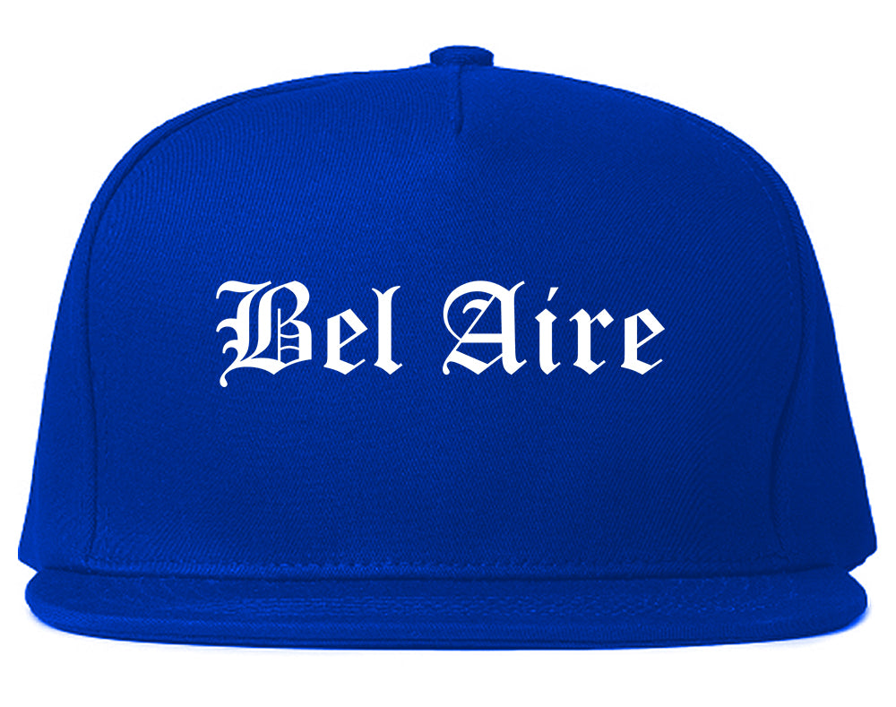 Bel Aire Kansas KS Old English Mens Snapback Hat Royal Blue