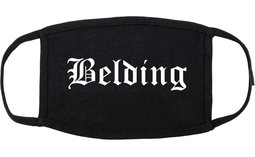 Belding Michigan MI Old English Cotton Face Mask Black