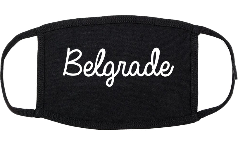 Belgrade Montana MT Script Cotton Face Mask Black