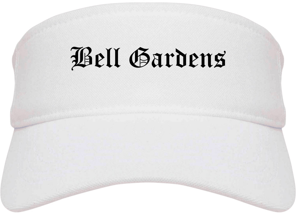 Bell Gardens California CA Old English Mens Visor Cap Hat White
