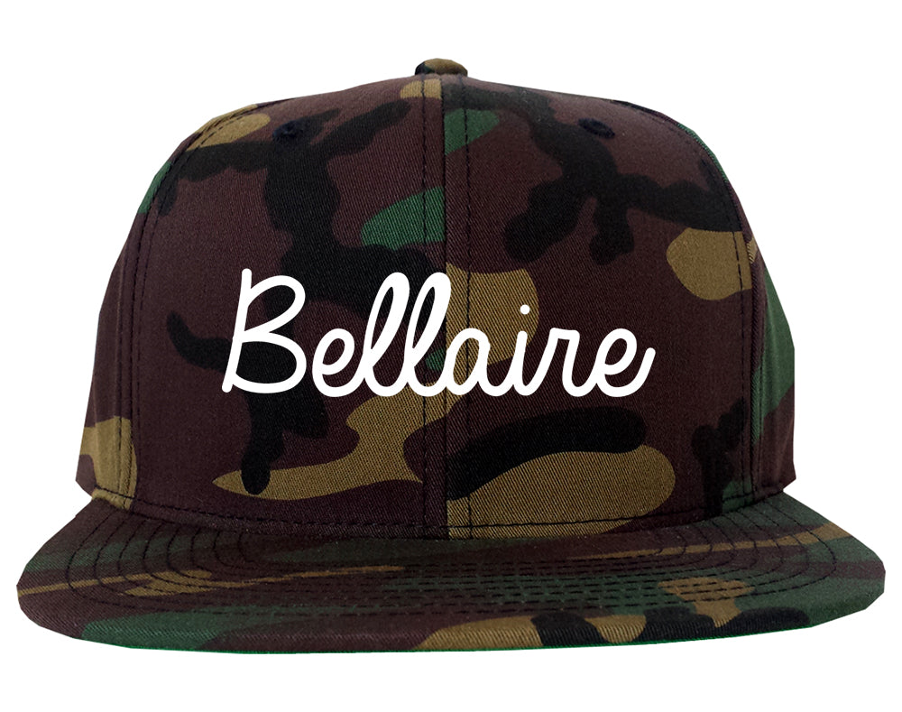 Bellaire Texas TX Script Mens Snapback Hat Army Camo