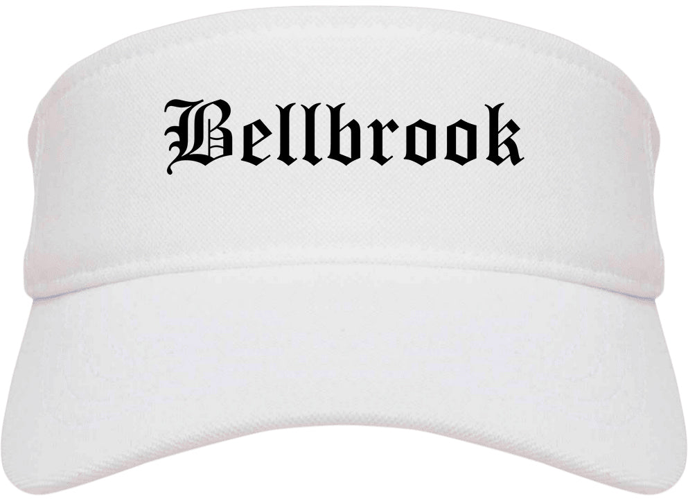 Bellbrook Ohio OH Old English Mens Visor Cap Hat White