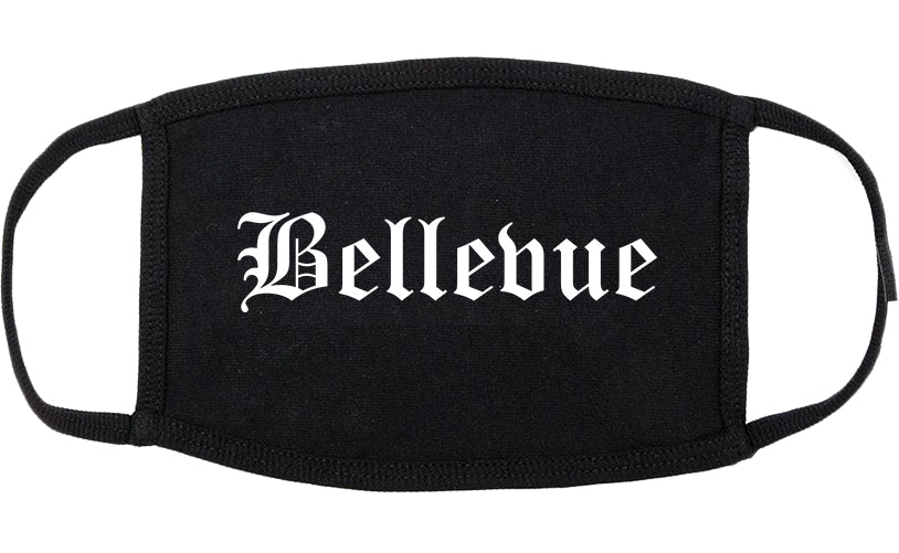 Bellevue Nebraska NE Old English Cotton Face Mask Black